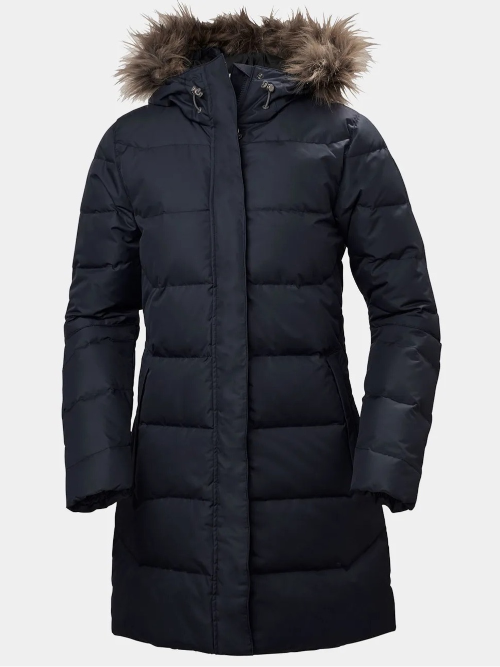 Helly Hansen Navy Parka Winter Down Jacket with Fur Trim